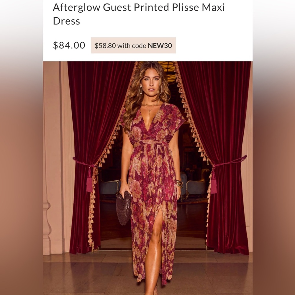 Afterglow Guest Printed Plisse Maxi Dress